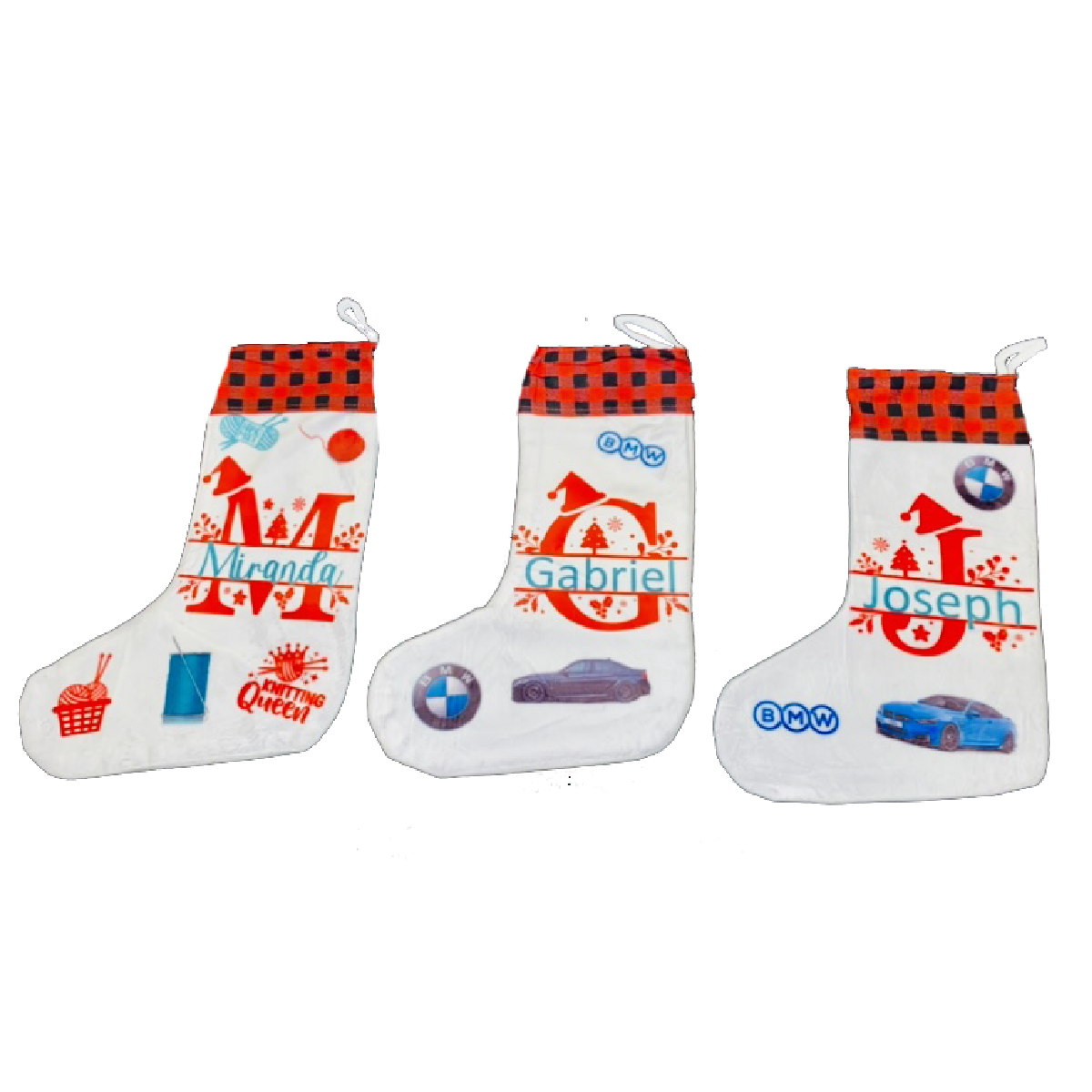 Personalized Stockings Black/White or Black/Red