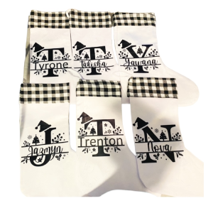 Personalized Stockings                 Black/White or Black/Red
